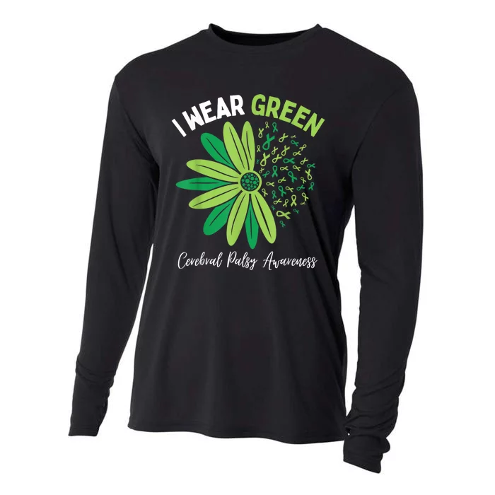 I Wear Green For My Daughter Cerebral Palsy Awareness Cooling Performance Long Sleeve Crew