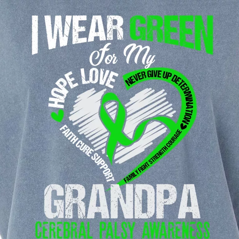 I Wear Green For My Grandpa Cerebral Palsy Green Ribbon Gift Garment-Dyed Women's Muscle Tee