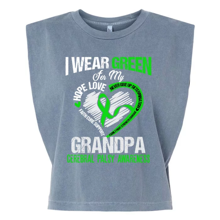 I Wear Green For My Grandpa Cerebral Palsy Green Ribbon Gift Garment-Dyed Women's Muscle Tee