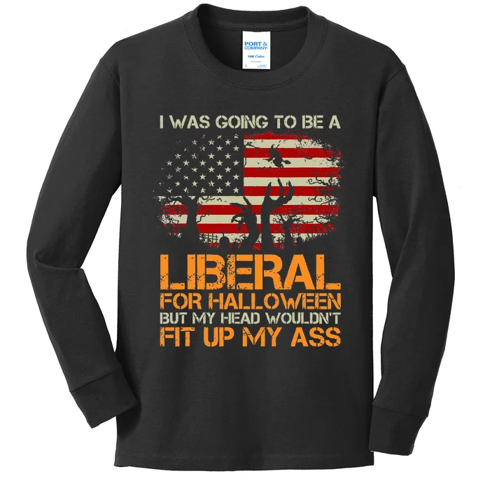 I Was Going To Be A Liberal For Halloween USA American Flag Kids Long Sleeve Shirt