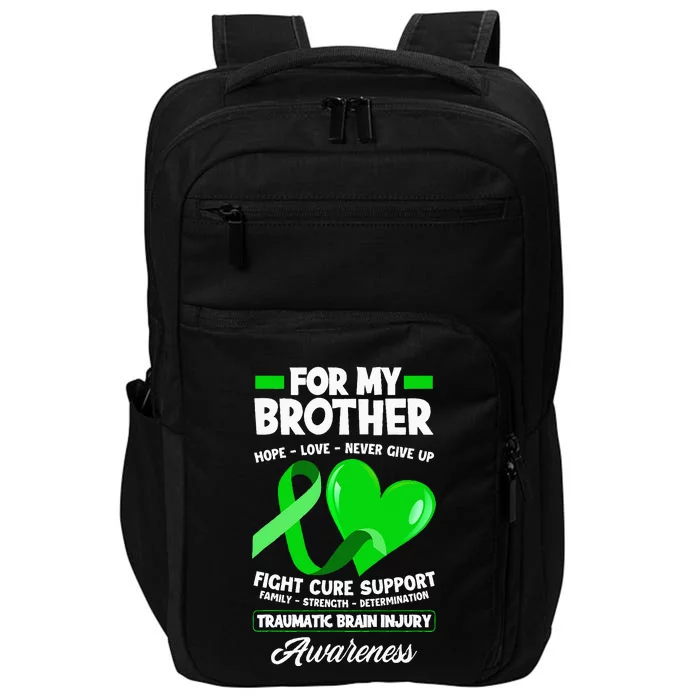 I Wear Green For My Brother TBI Brain Injury Awareness Impact Tech Backpack