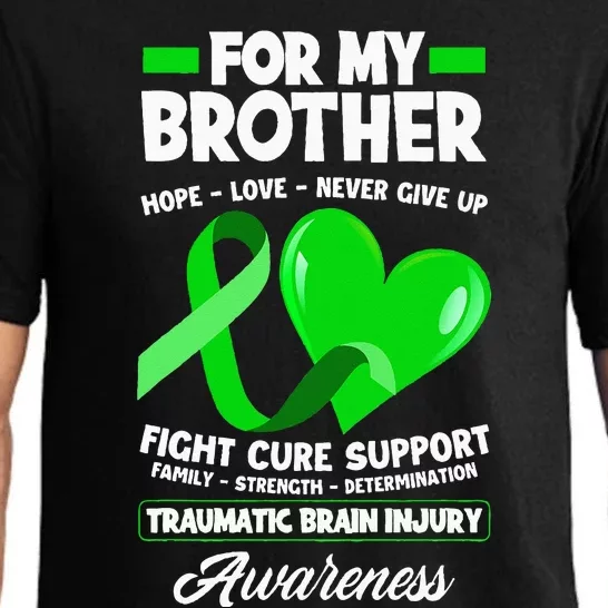 I Wear Green For My Brother TBI Brain Injury Awareness Pajama Set