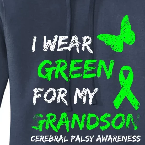 I Wear Green For My Grandson Cerebral Palsy Ribbon Gift Women's Pullover Hoodie