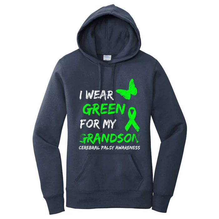 I Wear Green For My Grandson Cerebral Palsy Ribbon Gift Women's Pullover Hoodie