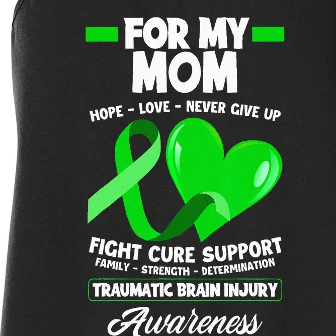 I Wear Green For My Mom Mother TBI Brain Injury Awareness Women's Racerback Tank