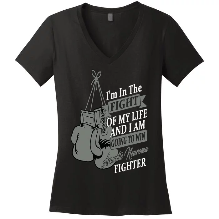 I Wear Gray For Acoustic Neuroma Awareness Warrior Women's V-Neck T-Shirt