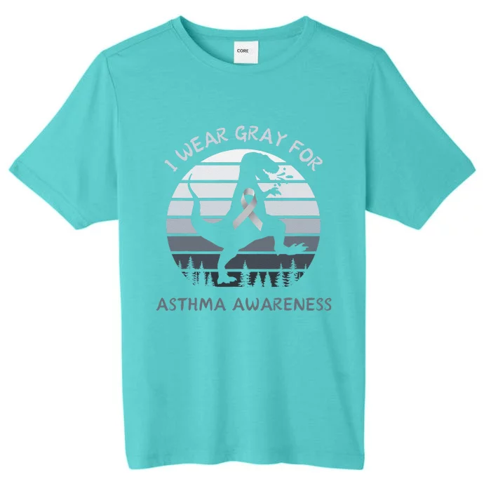 I Wear Gray For Asthma Awareness Trex Retro Sunset ChromaSoft Performance T-Shirt