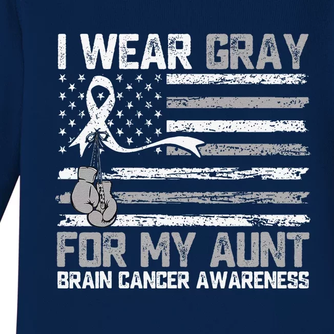 I Wear Gray For My Aunt Brain Cancer Awareness Month Baby Long Sleeve Bodysuit