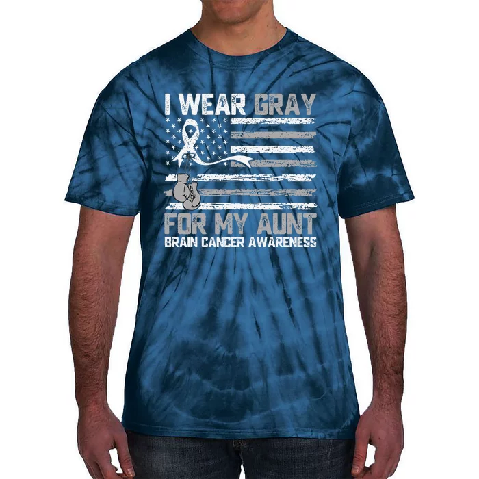 I Wear Gray For My Aunt Brain Cancer Awareness Month Tie-Dye T-Shirt