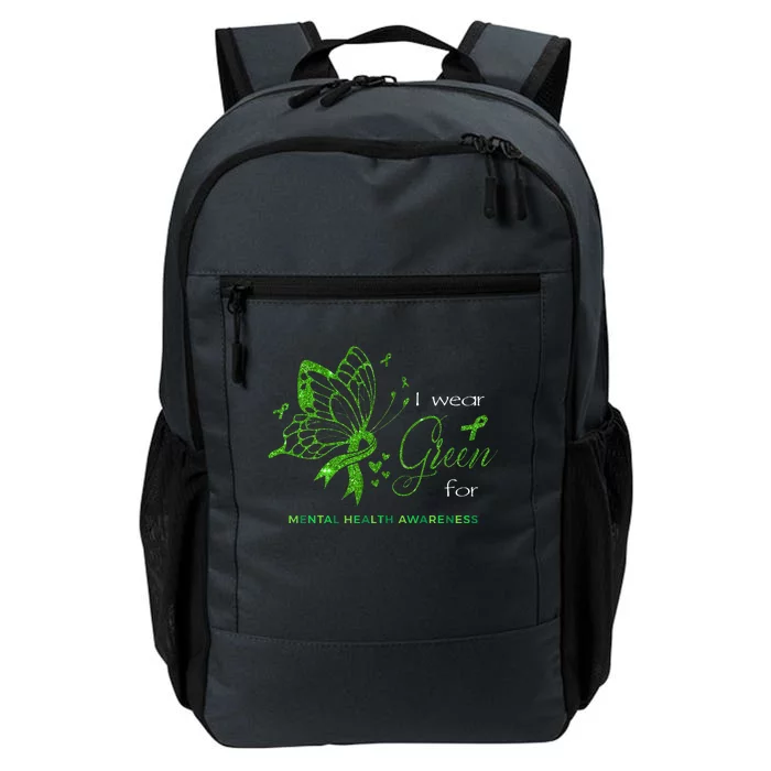 I Wear Green For Mental Health Awareness Butterfly Ribbon Daily Commute Backpack