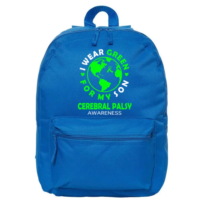 I Wear Green For My Son Cerebral Palsy Awareness Gift 16 in Basic Backpack