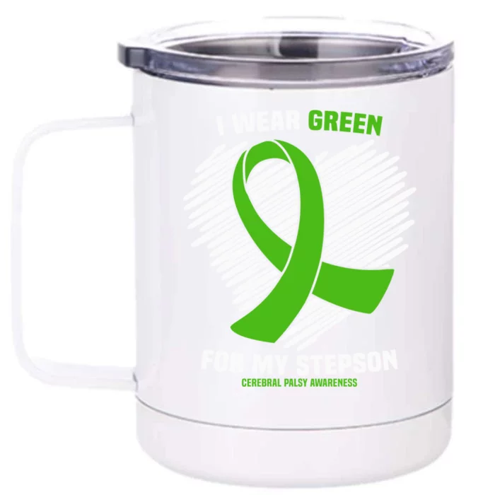 I Wear Green For My Stepson Cerebral Palsy Awareness Cool Gift Front & Back 12oz Stainless Steel Tumbler Cup