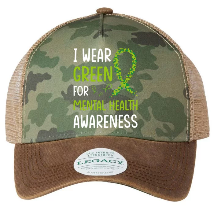 I Wear Green For Mental Health Awareness Month Legacy Tie Dye Trucker Hat