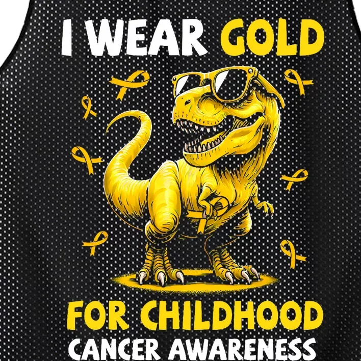 I Wear Gold For Childhood Cancer Awareness Dinosaur Mesh Reversible Basketball Jersey Tank