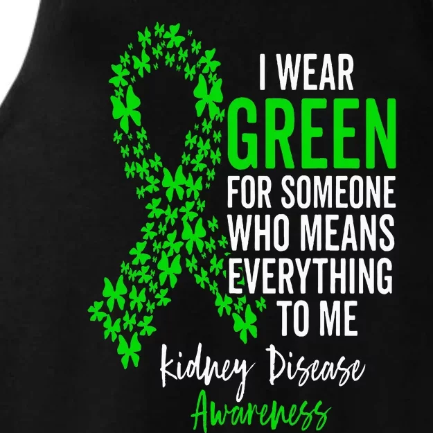 I Wear Green for Kidney Disease Awareness Support Squad Ladies Tri-Blend Wicking Tank