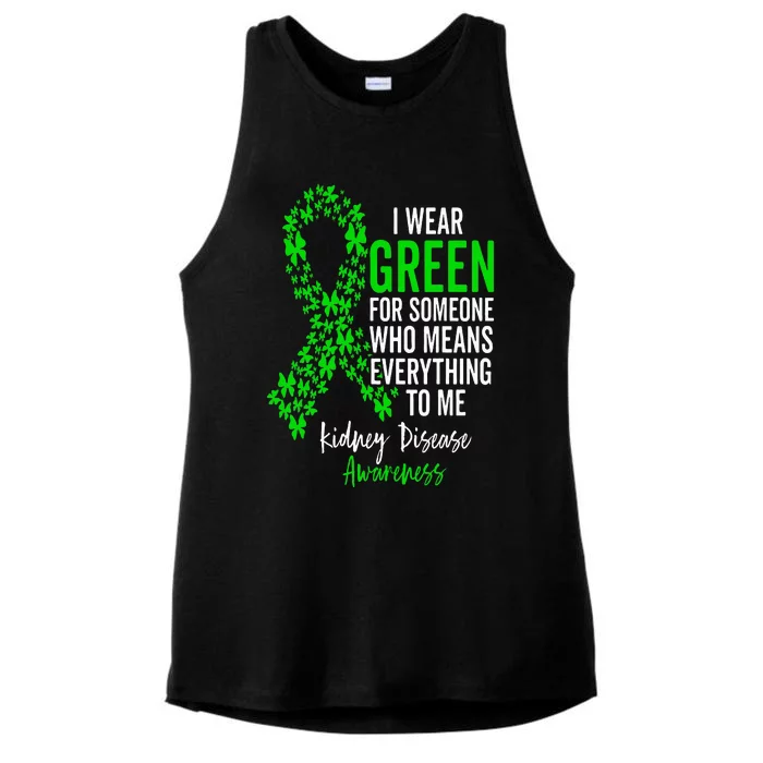 I Wear Green for Kidney Disease Awareness Support Squad Ladies Tri-Blend Wicking Tank