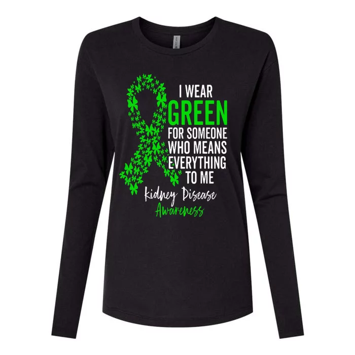 I Wear Green for Kidney Disease Awareness Support Squad Womens Cotton Relaxed Long Sleeve T-Shirt