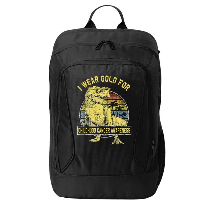 I Wear Gold For Childhood Cancer Awareness Dinosaur City Backpack