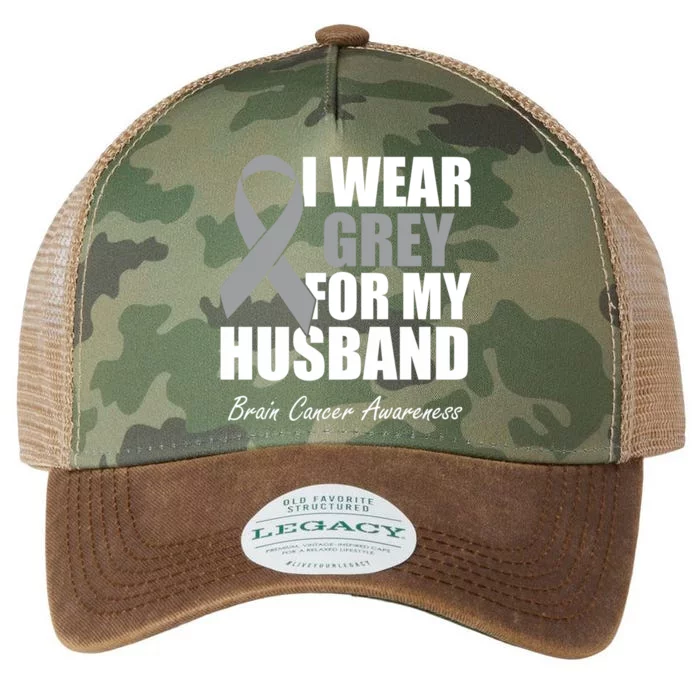 I Wear Grey For My Husband Brain Cancer Awareness Gift Legacy Tie Dye Trucker Hat