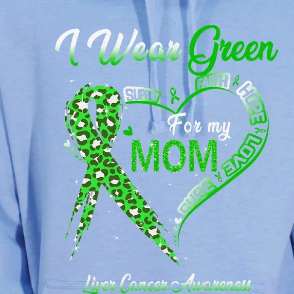 I Wear Green For My Mom Liver Cancer Awareness Green Ribbon Unisex Surf Hoodie