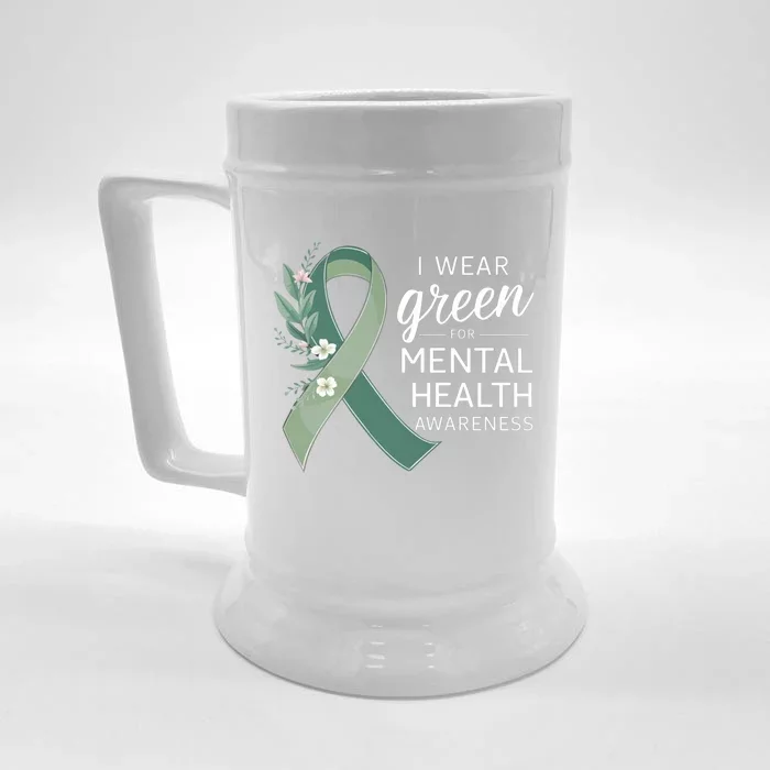 I Wear Green Tal Health Awareness Month Funny Gift Front & Back Beer Stein