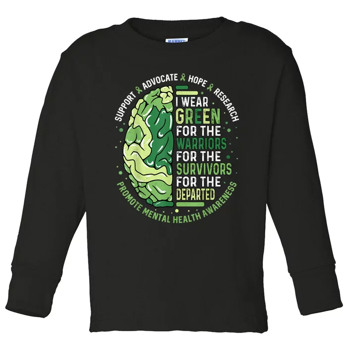 I Wear Green For The Warriors Toddler Long Sleeve Shirt