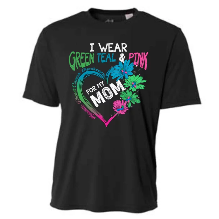 I Wear Green Teal Pink For My Mom Metastatic Breast Cancer Gift Cooling Performance Crew T-Shirt