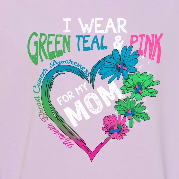 I Wear Green Teal Pink For My Mom Metastatic Breast Cancer Gift Garment-Dyed Sweatshirt