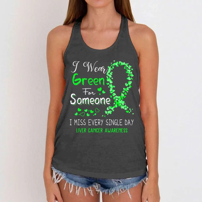 I Wear Green For Someone Liver Cancer Awareness Women's Knotted Racerback Tank