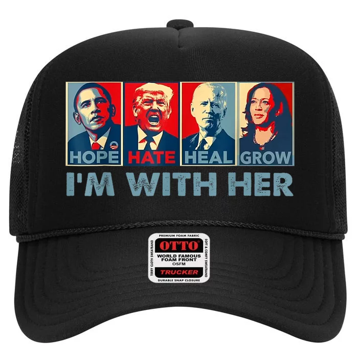 IM With Her Kamala Vote For 2024 President Kamalaharris High Crown Mesh Trucker Hat