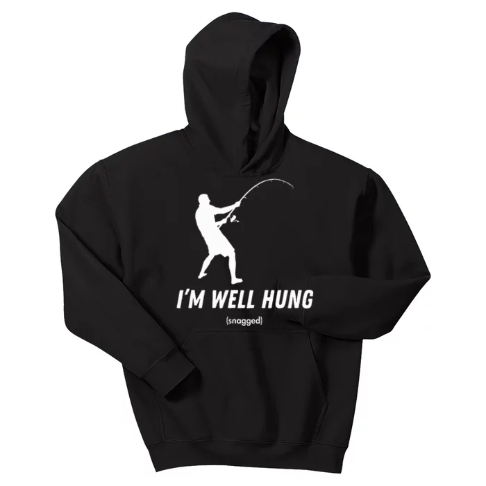 I'm well hung funny fishing graphic design Kids Hoodie