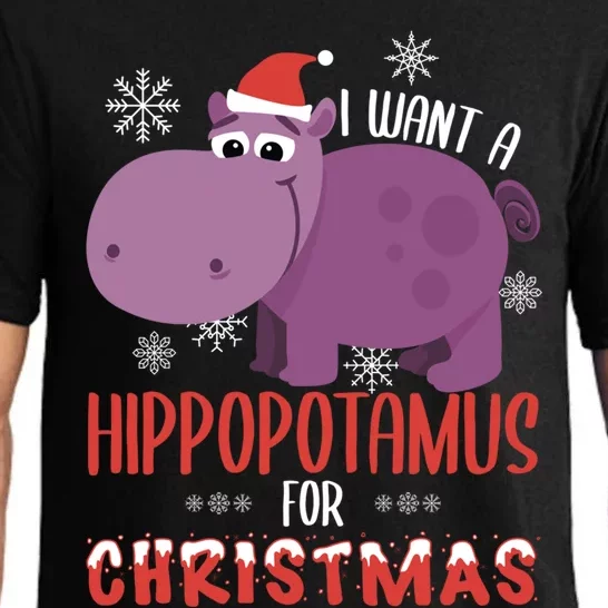 I Want Hippopotamus For Christmas Xmas Hippo Lover Gift Great Gift Pajama Set