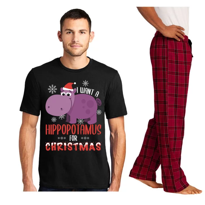 I Want Hippopotamus For Christmas Xmas Hippo Lover Gift Great Gift Pajama Set