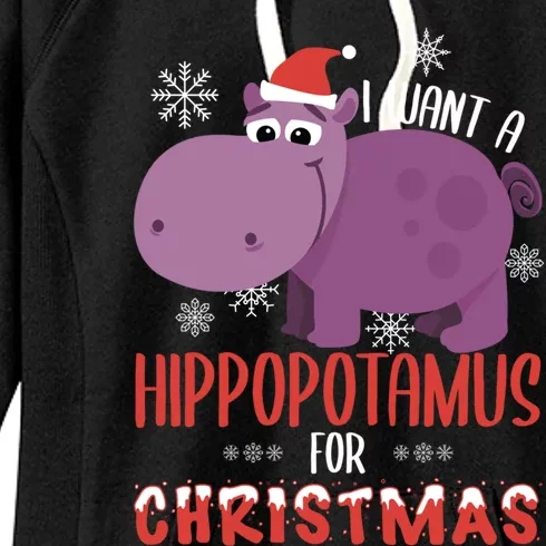 I Want Hippopotamus For Christmas Xmas Hippo Lover Gift Great Gift Women's Fleece Hoodie