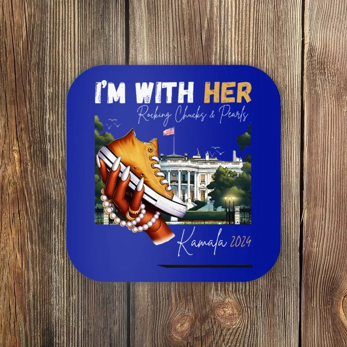 IM With Her Rocking Chucks & Pearls Kamala 2024 Coaster