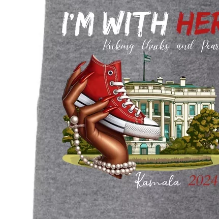 Im With Her Chucks And Pearls Kamala Harris White House 2024 Doggie 3-End Fleece Hoodie