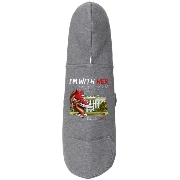 Im With Her Chucks And Pearls Kamala Harris White House 2024 Doggie 3-End Fleece Hoodie