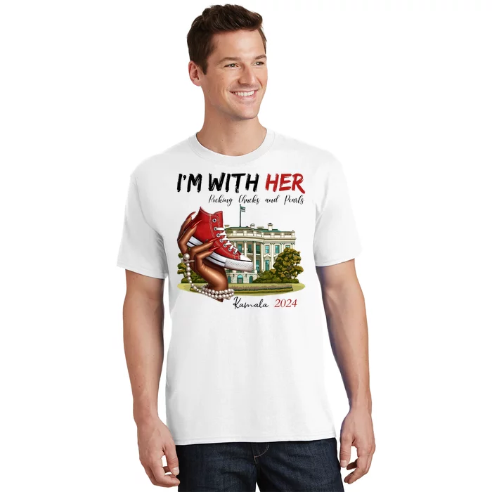 Im With Her Chucks And Pearls Kamala Harris White House 2024 T-Shirt