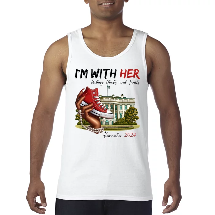 Im With Her Chucks And Pearls Kamala Harris White House 2024 Tank Top