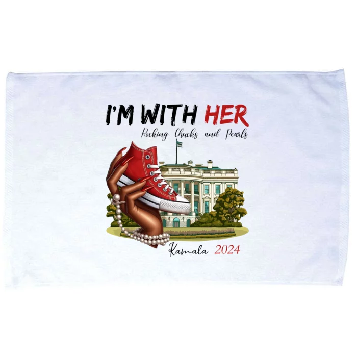 Im With Her Chucks And Pearls Kamala Harris White House 2024 Microfiber Hand Towel