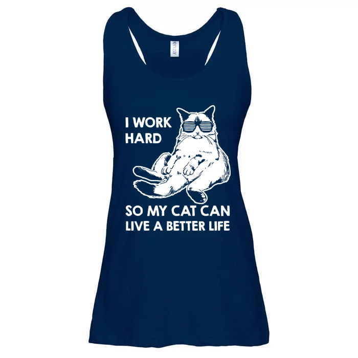 I Work Hard So My Cat Can Live A Better Life Ladies Essential Flowy Tank