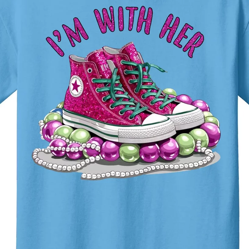 Im With Her Chucks And Pearls Kamala Harris Kids T-Shirt