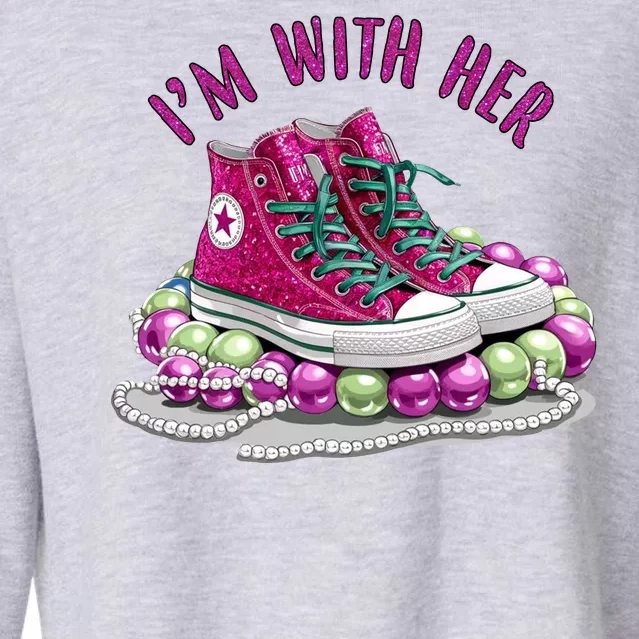 Im With Her Chucks And Pearls Kamala Harris Cropped Pullover Crew