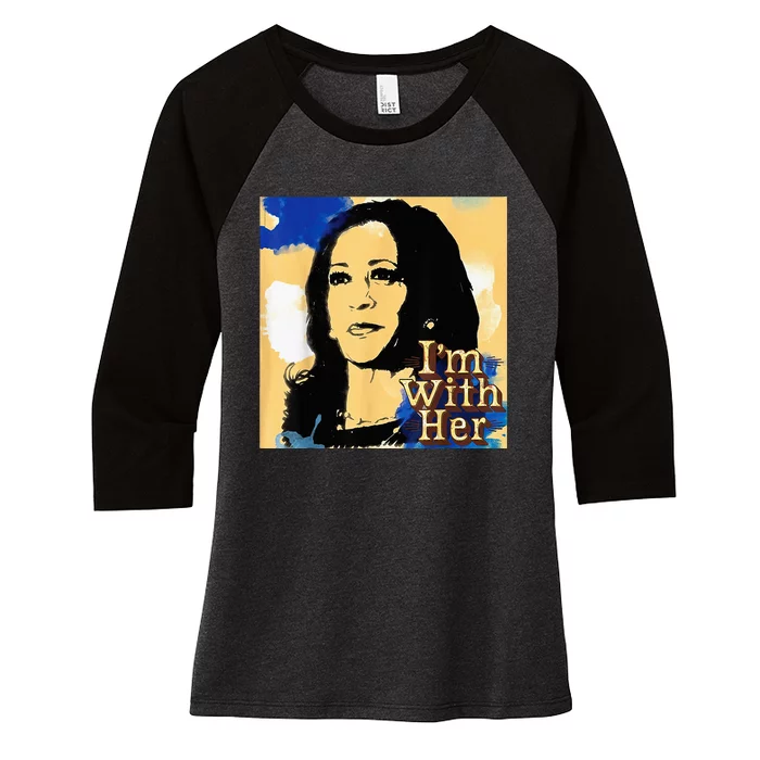 IM With Her Kamala Vote For 2024 President Kamalaharris Women's Tri-Blend 3/4-Sleeve Raglan Shirt