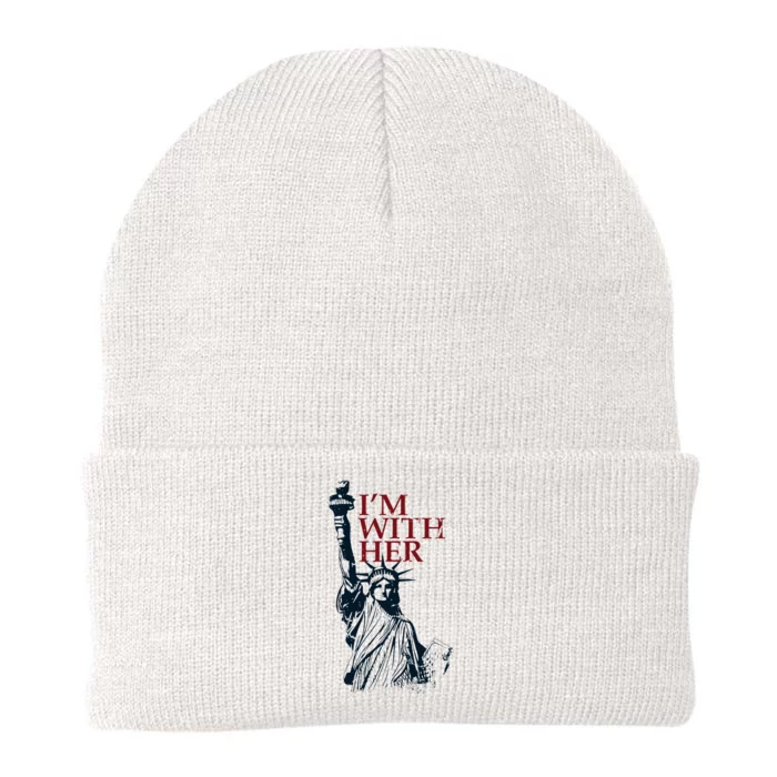 IM With Her Statue Of Lady Liberty Patriotic Knit Cap Winter Beanie