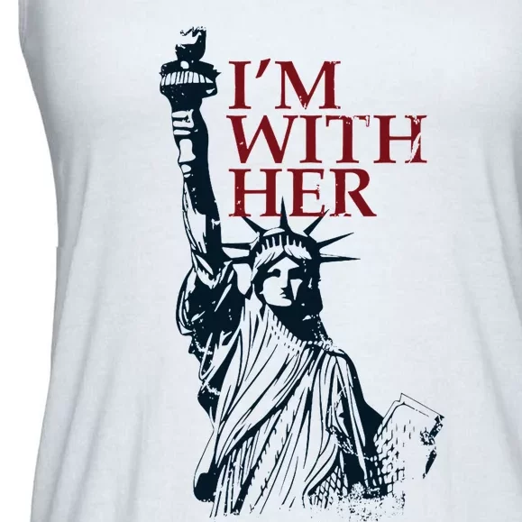 IM With Her Statue Of Lady Liberty Patriotic Ladies Essential Flowy Tank