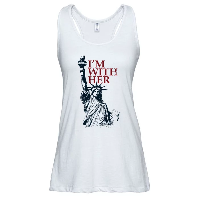 IM With Her Statue Of Lady Liberty Patriotic Ladies Essential Flowy Tank