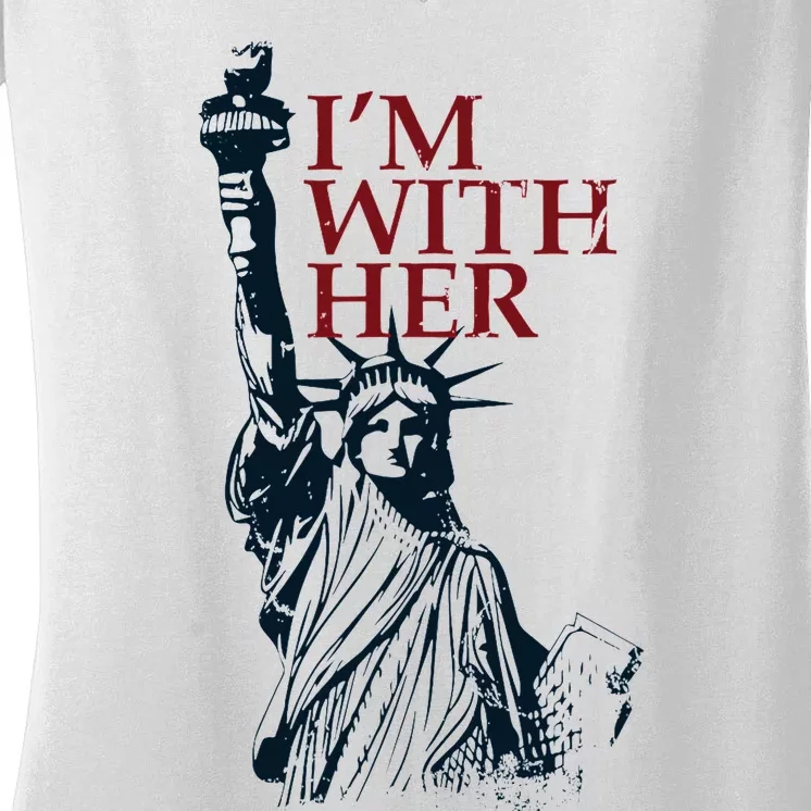 IM With Her Statue Of Lady Liberty Patriotic Women's V-Neck T-Shirt