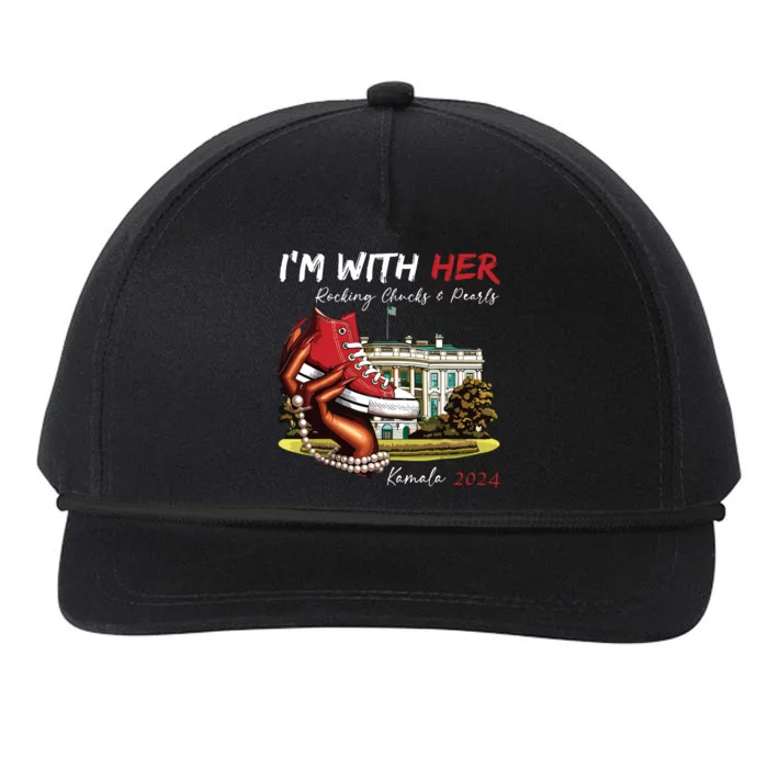 Im With Her Red White Chucks Pearls Kamala 2024 Snapback Five-Panel Rope Hat