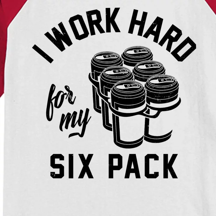 I Work Hard For My Six Pack Funny Beer Meme Kids Colorblock Raglan Jersey